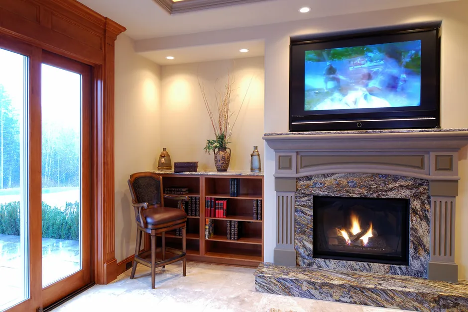 Over the fireplace TV mounting in Dunwoody, GA